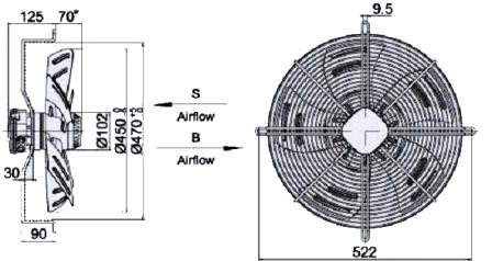 Вентилятор YWF 4D 450 (380V) (YWF4D-450S-102/60-G)