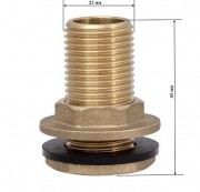 Врезка для бочки 1/2" латунь (нар. диаметр сгона 21 мм, общая длина 43мм) (SDF3) VIEIR