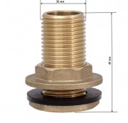 Врезка для бочки 3/4" латунь (нар. диаметр сгона 26 мм, общая длина 45мм) (SDF4) VIEIR