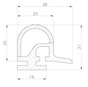 Уплотнитель резиновый (PERIMETRAL GASKET H=25 WITH HEATING CABLE PASSAGE) (11PLR001 11016) MTH