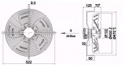 Вентилятор 4E450S (220V) всас повышенной мощности 6041 m³/h (YWF-4E-450S-137/35-G) Weiguang
