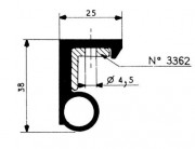Уплотнитель нижний для беспороговых дверей Gasket 3350 (15948 EPDM) Fermod